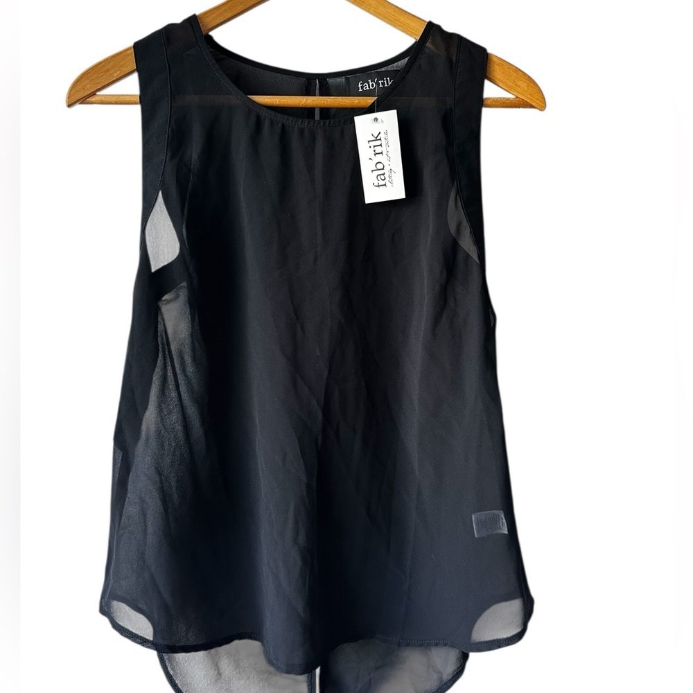 fab'rik Black Sheer Overlay Sleeveless Blouse